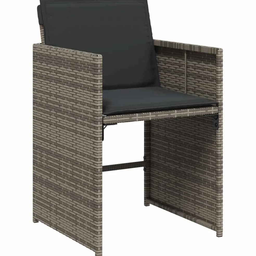 vidaXL 5-delige Tuinset met kussens poly rattan grijs