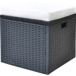 vidaXL 6-delige Tuinset met kussens poly rattan zwart