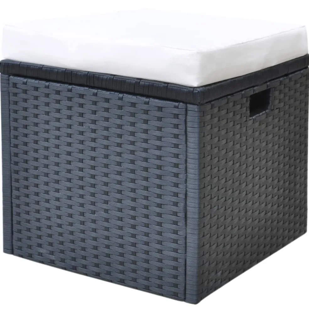 vidaXL 6-delige Tuinset met kussens poly rattan zwart