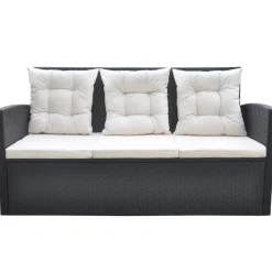 vidaXL 6-delige Tuinset met kussens poly rattan zwart