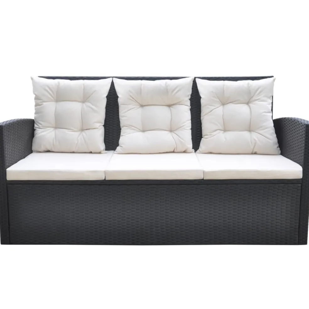 vidaXL 6-delige Tuinset met kussens poly rattan zwart