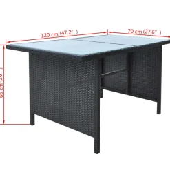vidaXL 6-delige Tuinset met kussens poly rattan zwart