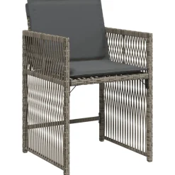 vidaXL 5-delige Tuinset met kussens poly rattan grijs