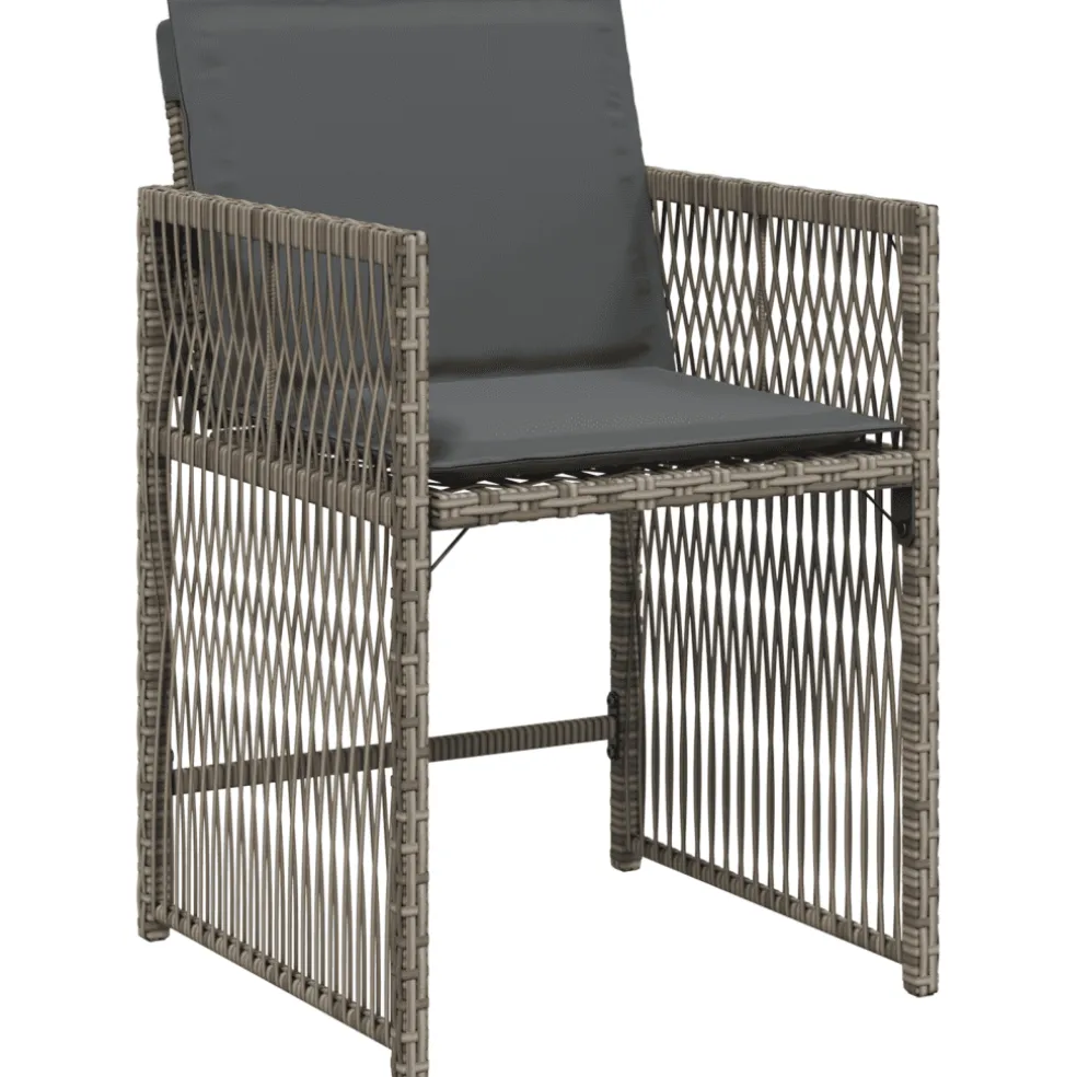 vidaXL 5-delige Tuinset met kussens poly rattan grijs