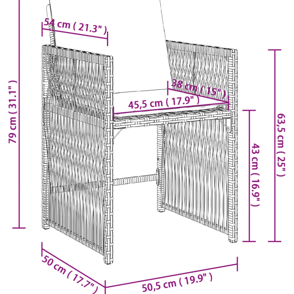 vidaXL 5-delige Tuinset met kussens poly rattan grijs