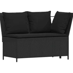 vidaXL 4-delige Tuinset met kussens poly rattan zwart