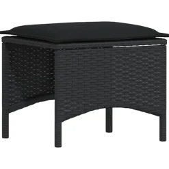 vidaXL 4-delige Tuinset met kussens poly rattan zwart
