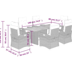 vidaXL 7-delige Tuinset met kussens poly rattan beige