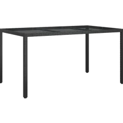 vidaXL 5-delige Tuinset met kussens poly rattan zwart