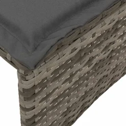 vidaXL 3-delige Tuinset met kussens poly rattan grijs