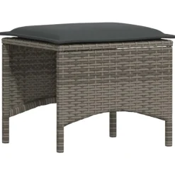 vidaXL 3-delige Tuinset met kussens poly rattan grijs