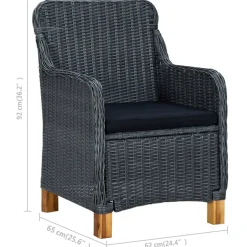 vidaXL 9-delige Tuinset met kussens poly rattan donkergrijs