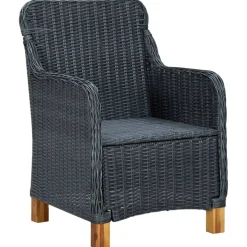 vidaXL 9-delige Tuinset met kussens poly rattan donkergrijs