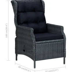 vidaXL 9-delige Tuinset met kussens poly rattan donkergrijs