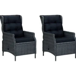 vidaXL 9-delige Tuinset met kussens poly rattan donkergrijs