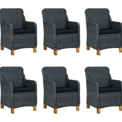 vidaXL 9-delige Tuinset met kussens poly rattan donkergrijs