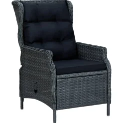 vidaXL 9-delige Tuinset met kussens poly rattan donkergrijs