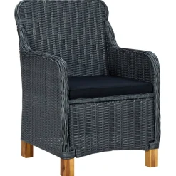 vidaXL 9-delige Tuinset met kussens poly rattan donkergrijs