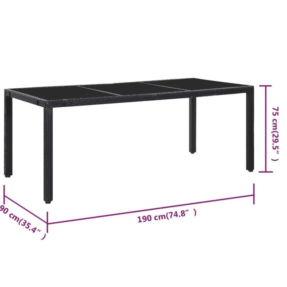 vidaXL 9-delige Tuinset poly rattan zwart