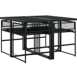 vidaXL 5-delige Tuinset poly rattan zwart