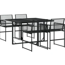 vidaXL 5-delige Tuinset poly rattan zwart