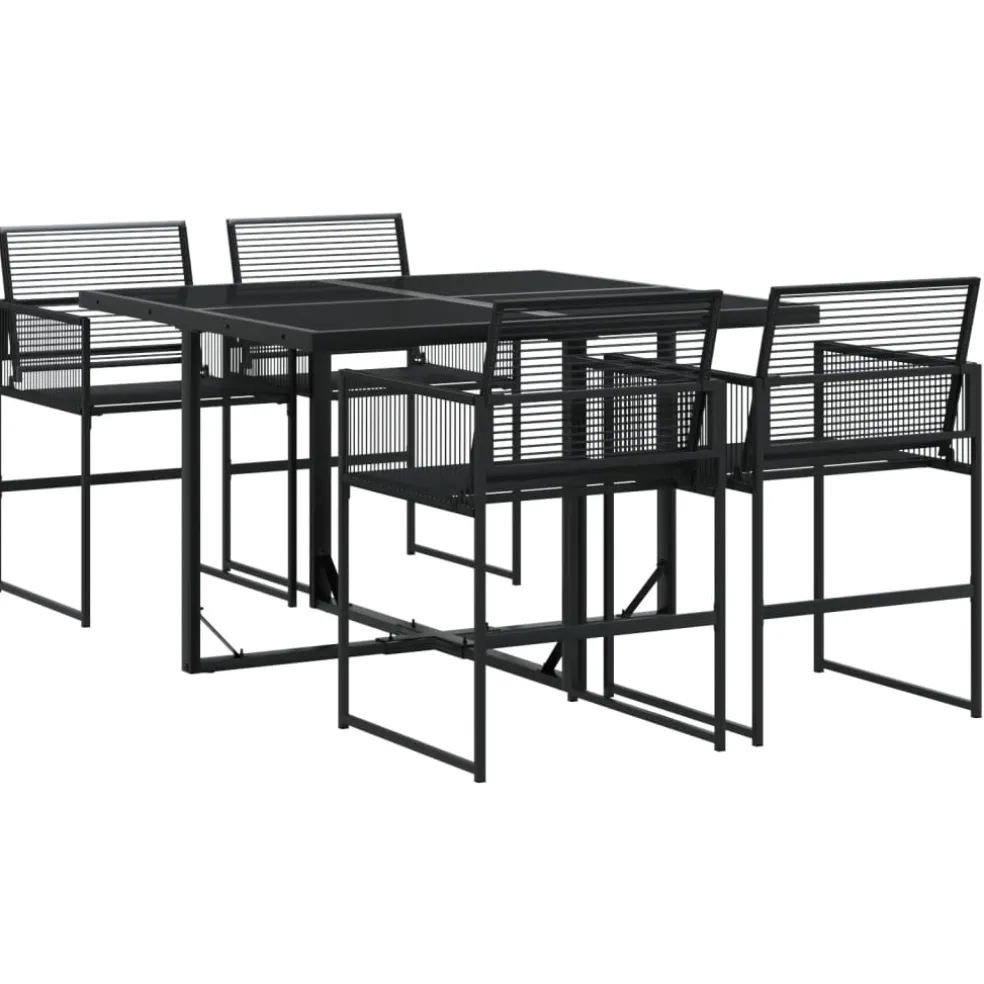 vidaXL 5-delige Tuinset poly rattan zwart