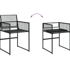 vidaXL 5-delige Tuinset poly rattan zwart