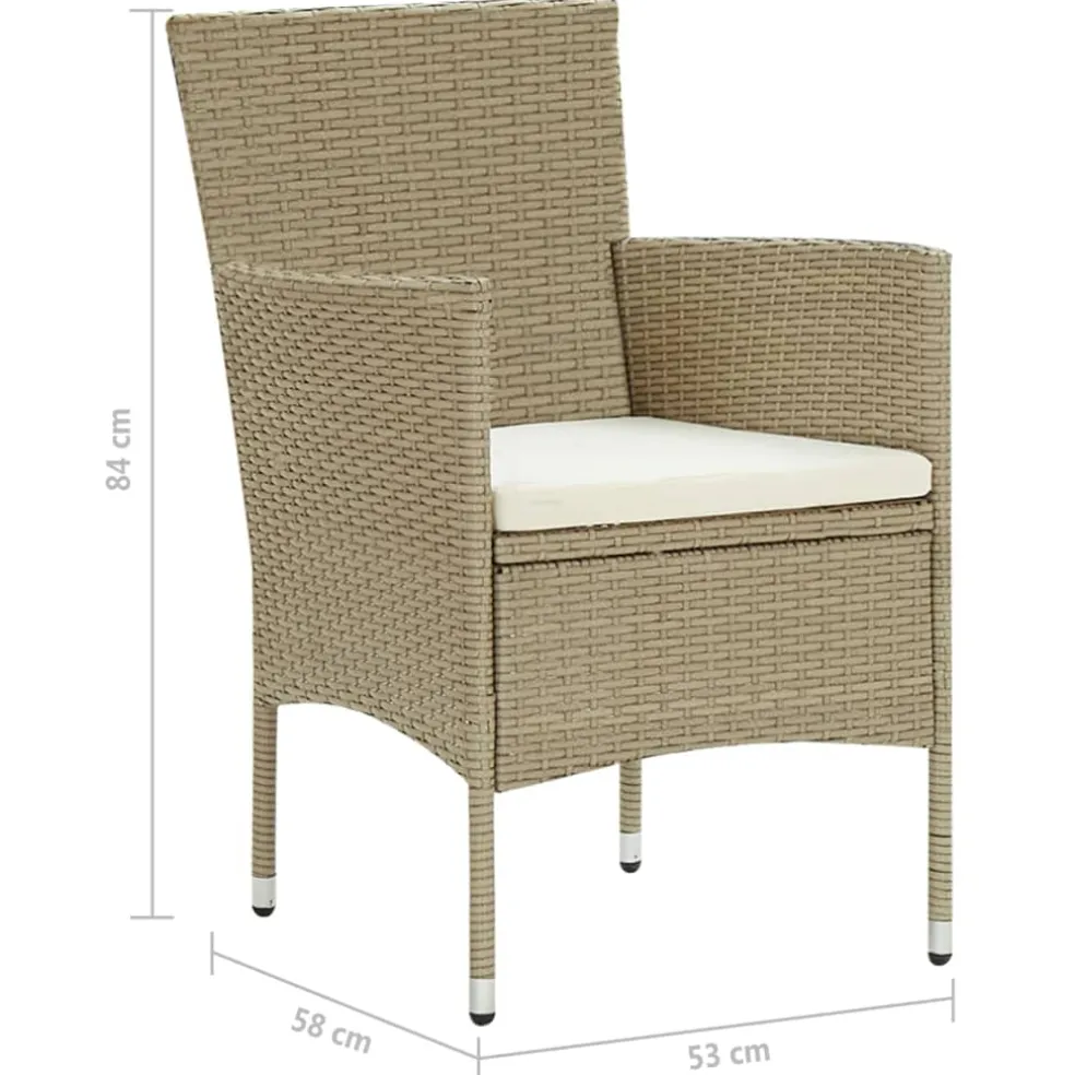 vidaXL 7-delige Tuinset poly rattan beige