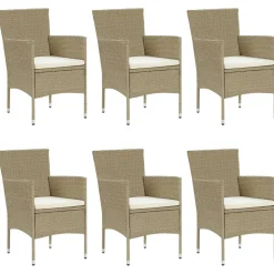 vidaXL 7-delige Tuinset poly rattan beige
