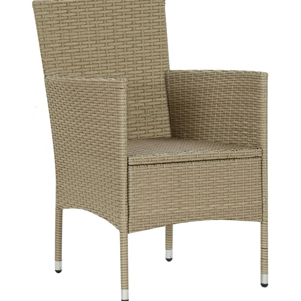 vidaXL 7-delige Tuinset poly rattan beige