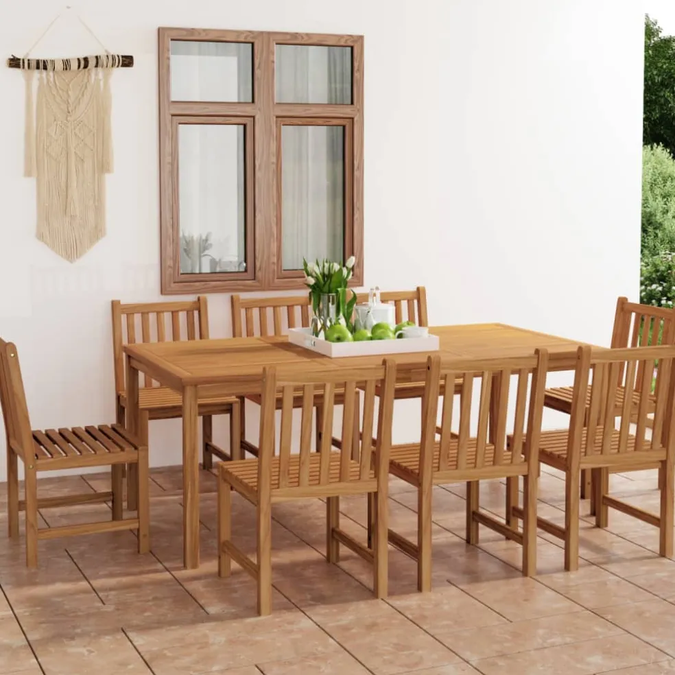vidaXL 9-delige tuinset 200x100 cm massief teakhout