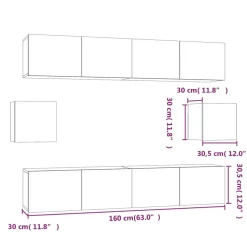 vidaXL 6-delige Tv-meubelset bewerkt hout wit