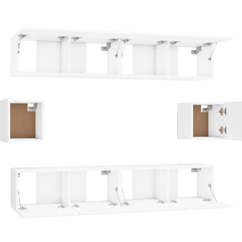 vidaXL 6-delige Tv-meubelset bewerkt hout wit