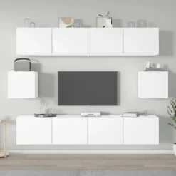vidaXL 6-delige Tv-meubelset bewerkt hout wit