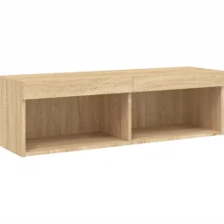 vidaXL 6-delige Tv-wandmeubelset met LED bewerkt hout sonoma eiken