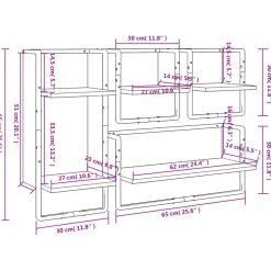 vidaXL 4-delige Wandschappenset met stangen bewerkt hout gerookt eiken