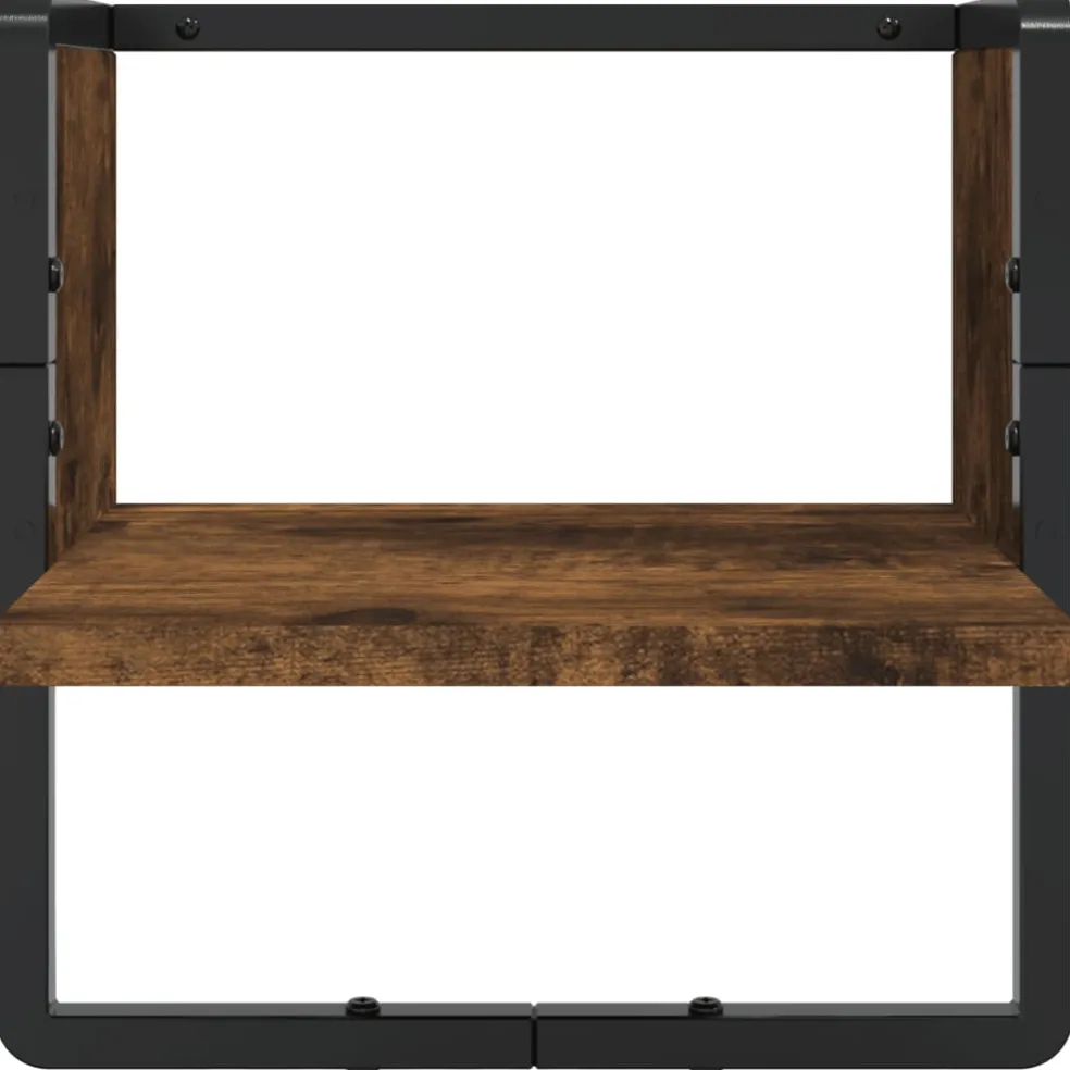vidaXL 4-delige Wandschappenset met stangen bewerkt hout gerookt eiken