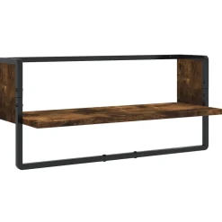vidaXL 4-delige Wandschappenset met stangen bewerkt hout gerookt eiken
