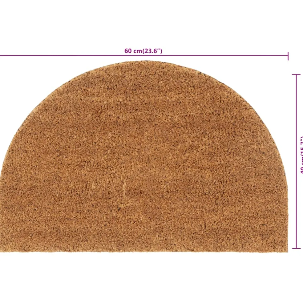 vidaXL Deurmat halfrond 40x60 cm getufte kokosvezel naturel