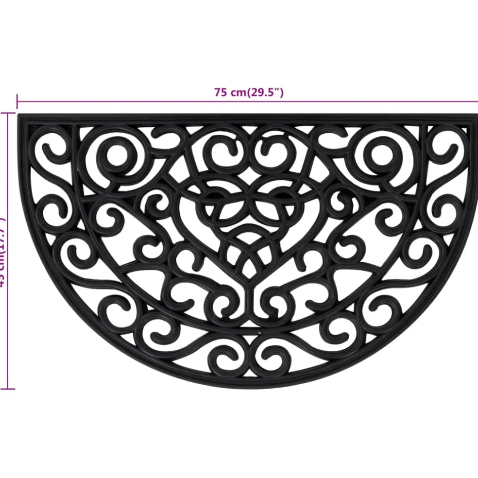 vidaXL Deurmat halfrond 45x75 cm rubber