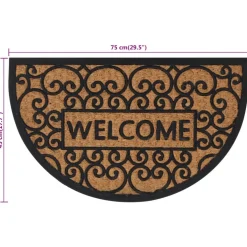 vidaXL Deurmat halfrond 45x75 cm rubber en kokosvezel