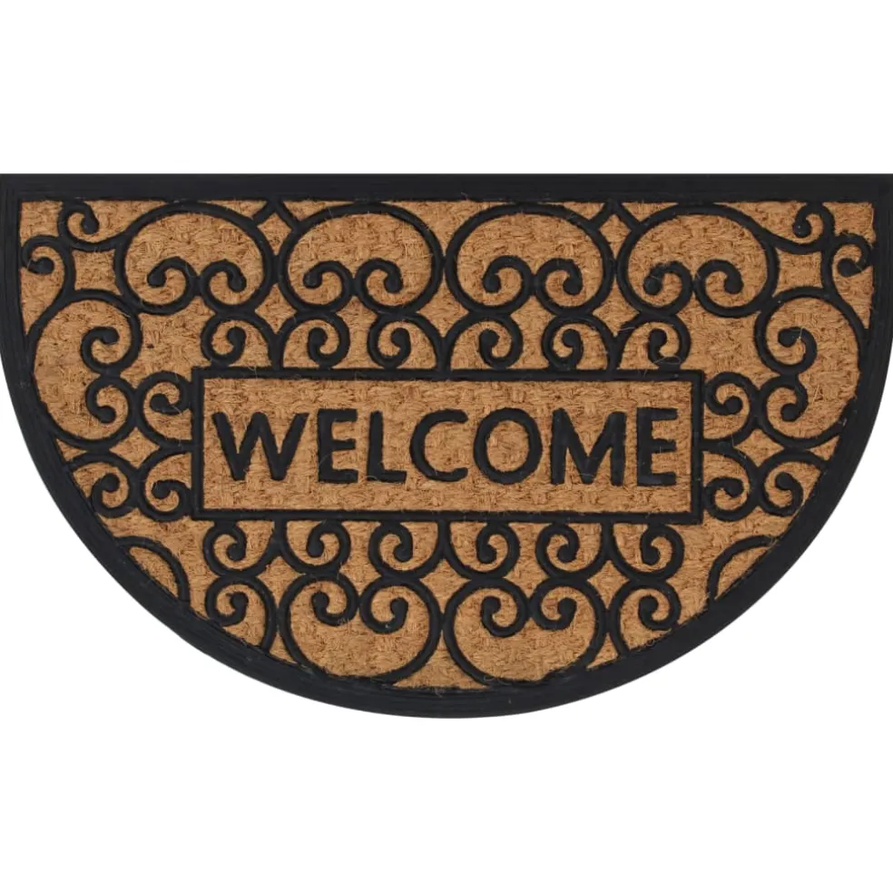 vidaXL Deurmat halfrond 45x75 cm rubber en kokosvezel