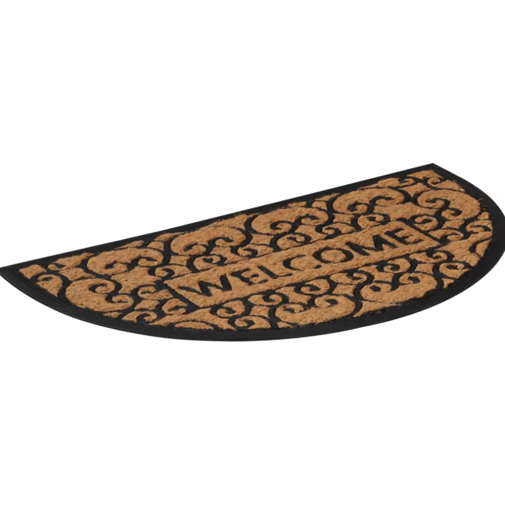 vidaXL Deurmat halfrond 45x75 cm rubber en kokosvezel
