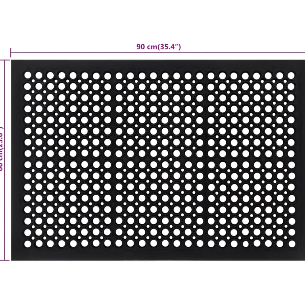 vidaXL Deurmat rechthoekig 60x90 cm rubber