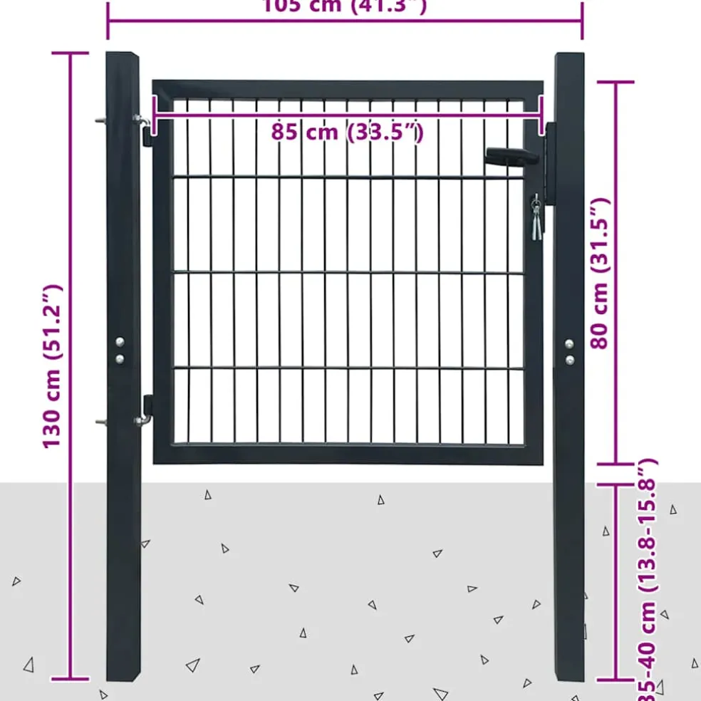 vidaXL 2D Hekpoort (Enkel) Antracietgrijs 100x80 cm