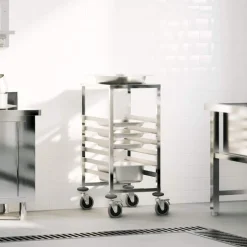 vidaXL Dienbladenwagen met 6 GN-bakken 39x55x87 cm roestvrij staal
