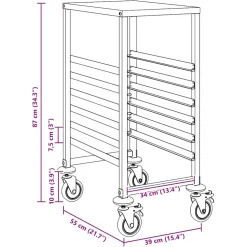 vidaXL Dienbladenwagen met 6 GN-bakken 39x55x87 cm roestvrij staal