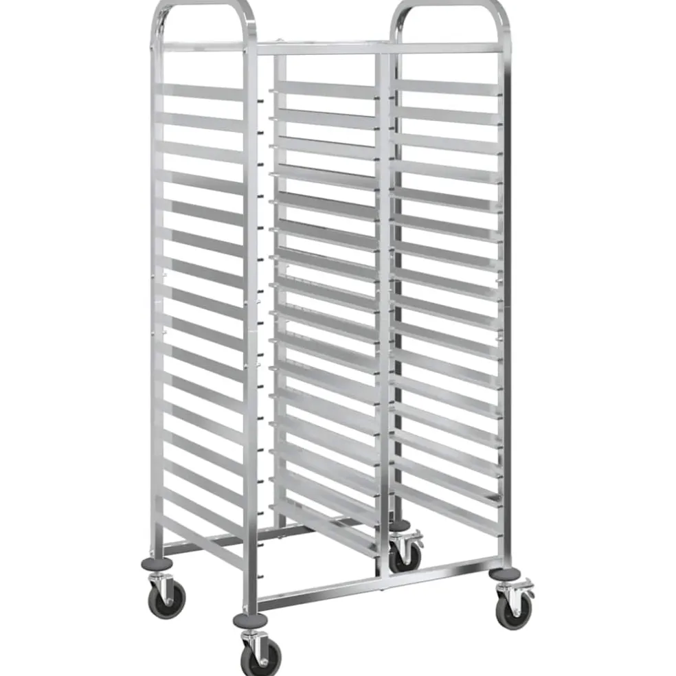 vidaXL Dienbladenwagen met 32 GN-bakken 75x55x162,5 cm roestvrij staal