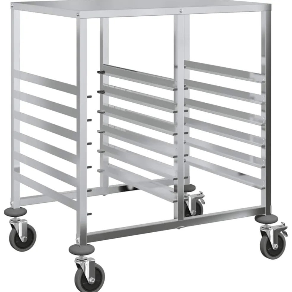 vidaXL Dienbladenwagen met 12 GN-bakken 75x55x87 cm roestvrij staal