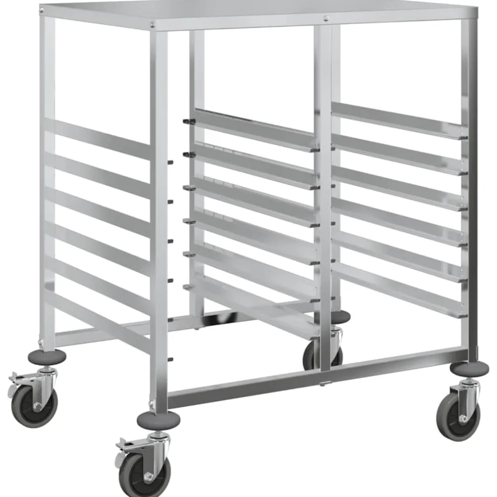 vidaXL Dienbladenwagen met 12 GN-bakken 75x55x87 cm roestvrij staal